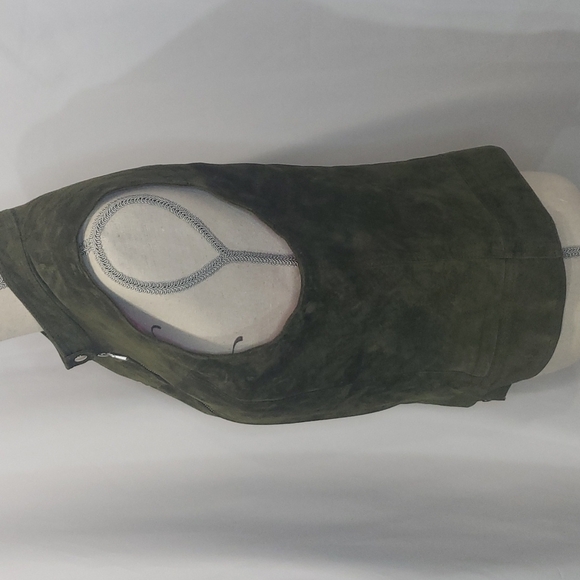 vintage ROOTS 100% Leather Green Vest RARE - Picture 4 of 7